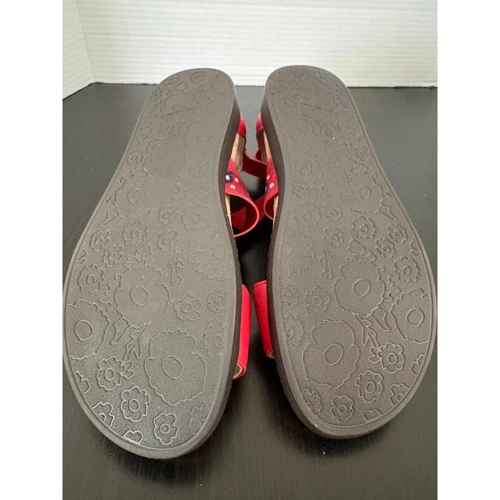 Alegria Women Ankle Strap Sandals LUC-7764 Size 36 Red Embroidered Floral 6 US